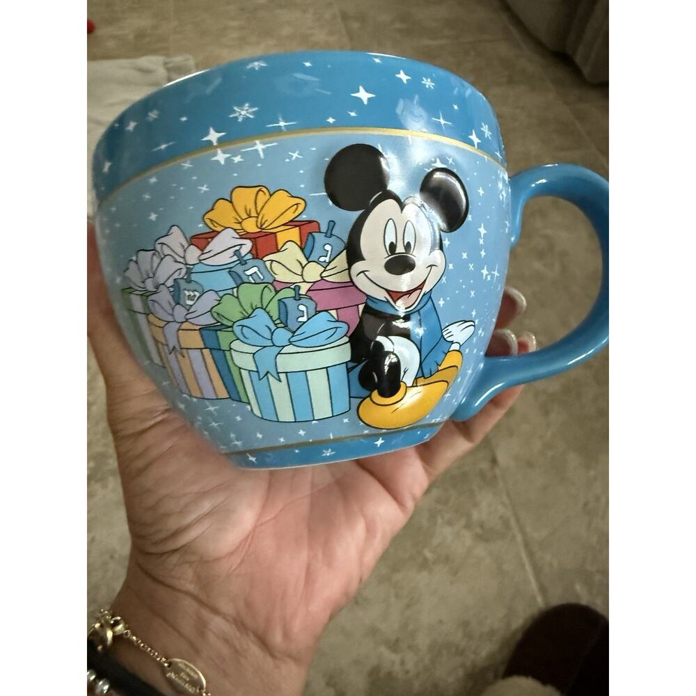 Large 3D Mickey Mouse HAPPY HANUKKAH Holiday Coffee Mug / Bowl, Disney - Picture 2 of 6